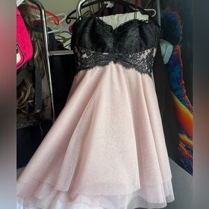 “Teeze Me” Glitter Dress With Black Lace